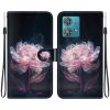 Peňaženkové kožené puzdro Crystal Drawing na Motorola Edge 40 Neo - Purple Peony