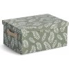 ZELLER Úložný box s vekom motív Listy, bavlna, polyester 36x26x16,5cm
