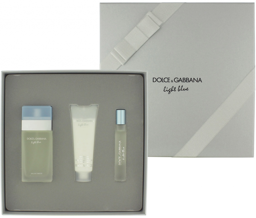 Dolce & Gabbana Light Blue Woman EDT 50 ml + telový krém 50 ml + EDT 7,4 ml darčeková sada