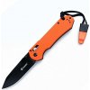 Ganzo Knife G7453-OR-WS vreckový nôž 9 cm, čierna, oranžová, G10, píšťalka