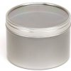 Plechová dóza s priehľadným uzáverom, strieborná, na sviečku, 250 ml