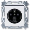Zásuvka 2P+T/16A/250V clonky (PS) biela/čierna dymová Levit (ABB)