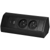 Čierna nábytková zásuvka 2x220V+USB(A+C)