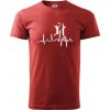 EKG volejbalistky - Klasické pánske tričko vyššej gramáže - 3XL ( Bordová )
