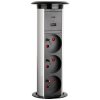 Interex design Automatická výsuvná elektrická zásuvka MORGAN 3x230V + 2xUSB A+C / Hliník