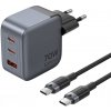 GaN Vention USB-C+C+A 70W nabíjačka + USB-C kábel 1m (sivá) TZ-FEXH0-EU