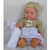 Realistické miminko - holčička - Petit v zelenošedých šatech s bílou sukní od firmy Lamagik (španělské miminko 39 cm)
