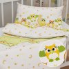 Biante Detské bavlnené posteľné obliečky do postieľky Sandra SA-594 Baby sovy zelené Do postieľky 100x135 a 40x60 cm