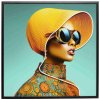 Sun Hat Woman LED obraz žltý 80x80 cm