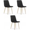 Set troch jedálenských stoličiek TURIN zamatové, čierne / hnedé nohy (3 ks)