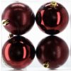 Sada 4 gulí na vianočný stromček 8 cm v bordovej farbe