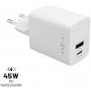 FIXED Mini Sieťová nabíjačka s USB-C a USB výstupom, PD, 45W, biela FIXC45M-CU-WH - Univerzálny USB adaptér