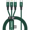 Baseus CAMLT-SC06 Rapid 3in1 USB Type C - USB Type C / Lightning / Micro USB 20 W, 1,5m, zelený