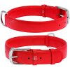 WAU DOG Plochý kožený obojok červenej farby Obvod krku: 30-39 cm, širka: 20 mm