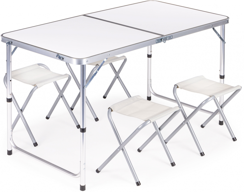 Prehozynapostel MULHTA120R-4S-W Skladací cateringový stôl 119,5x60 cm biely so 4 stoličkami Biela