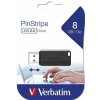 USB kľúč, 8 GB, USB 2.0, 10 4MB sec, VERBATIM PinStripe, čierna