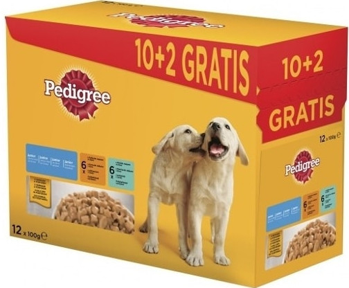 Pedigree dog Junior kuracie & jahňacie & hydinové & hovädzie s ryžou v želé 12 x 100 g