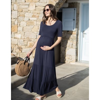 Tehotenské maxi šaty na dojčenie Seraphine Ester Navy
