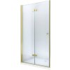 MEXEN - Lima skladacie sprchové dvere 100, číre sklo, zlatý sa stenovým profilom 856-100-000-50-00