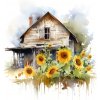 ZUTY Obrazy na stenu - Drevený domček so slnečnicovou záhradou Rámovanie: bez rámu a bez vypnutia plátna, Rozmer: 40x50 cm