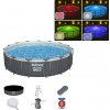Bestway 561GD Bazén s Kovovu Konštrukciou Steel Pro MAX 457 cm x 107 cm + LED Osvetlenie + Filtračné čerpadlo, plachta, rebrík