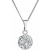 Strieborný náhrdelník so Swarovski kryštálmi okrúhly biely 32086.1 Kryštál