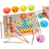 Drevená hračka 2 v 1 Montessori rybárčenie a loptička puzzle