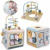 VIGA Drevená montessori kocka 5v1- Pastel