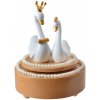 Clayre & Eef Drevený naťahovací hrací kolotoč s labuťami Swan - Ø 11*15 cm - Clayre & Eef