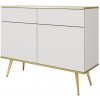 ArtPS Komoda BIJOU KSZ-107 MDF | biela / zlaté nohy