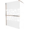 MEXEN/S - KIOTO Sprchová zástena WALK-IN s poličkou a držiakom uterákov 90 x 200, transparent/biely dekor 8 mm, růžové zlato 800-090-121-60-85