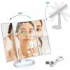 USB biele otváracie kozmetické zrkadielko 22 LED 4-dielne - 2 zväčšovacie zrkadlá