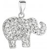 Evolution Group Strieborný prívesok s krištálmi Swarovski biely slon 34247.1, darčekové balenie