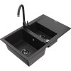 Mexen Gaspar granitový drez 1,5-komorový s odkvapkávačom a kuchynskou batériou Telma, čierny - 6507-77-670200-70-B