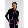 SVETER KARL LAGERFELD TEXTURED CLASSIC KNIT CARDIGAN BLACK/IRIS ORCHID