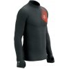 Pánsky zateplený bežecký dres s dlhým rukávom Compressport, WINTER TRAIL POSTURAL LS TOP M tmavo sivá,Červená L