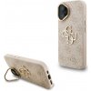 Guess PU 4G Metal Logo Stand Camera Frame kryt pre iPhone 16, ružový 57983125164