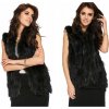 Fashionweek dámska vesta z prírodnej kožušiny králika a mývala DEM01 čierna