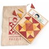 Drevená mozaika Patchwork Quilt Puzzle Tender Leaf Toys hnedé trojuholníky 32 dielov 4 farby