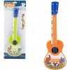 Teddies Ukulele/gitara plast 40cm s trsátkom Zvieratká a ich kapela 2 farby na karte