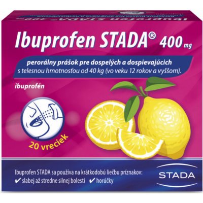 Ibuprofen Stada 400 mg perorálny prášok plv.por. 20 x 400 mg