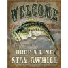 Plechová ceduľa Welcome Bass Fishing 40 cm x 32 cm