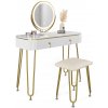 Vicco Vanity table Grace, 100 cm with LED lighting and stool, Biela High Gloss