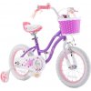 Dievčenský bicykel RoyalBaby Star Girl 16 palcov s košíkom a pomocnými kolieskami – Fialová