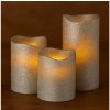 3dielna sada LED sviečok BestBerg / 10/15/20 cm / strieborná