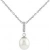 Silvego Strieborný náhrdelník Cassidy s prírodnou bielou perlou 9 mm a Brilliance Zirconia LPS0639NW