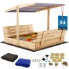 Drevené pieskovisko so strieškou lavičkami uzamykateľné veľké prírodné 140 cm