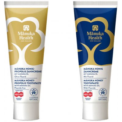 Manuka Health Dve zubné pasty MGO 400+ s propolisom a MGO 250+ s fluoridom 2 x 75 ml