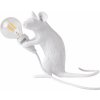 Stolové svietidlo MOUSE SITTING 12,5 cm, USB zásuvka, biela, Seletti