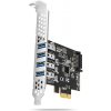 AXAGON PCEU-43RS, radič PCIe, 4x port USB 3.2 Gen 1, UASP, napájanie z PCIe alebo SATA, SP & LP Axagon